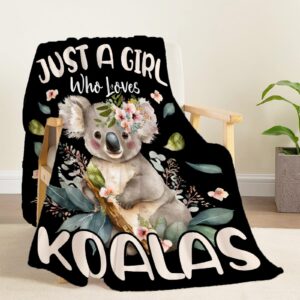 Koalas Blanket for Girls Just A Girl Who Loves Koala Gifts for Women Soft Comfortable Throw Blanket for Bedding Sofa Chairs Camping 40x50inches