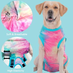 Uadonile Dog Surgery Recovery Suit, Surgical Recovery Suit for Dog Male Female, Spay Neuter Dog Recovery Suit, Cone Alternative Dog Surgical Onesie, Tie-dye Green, XXL