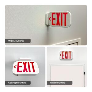 LimoLighting [4 Pack] New Gen. SMD LED Red Exit Sign Emergency Light, UL & ETL Certified, Sinlge or Double Sided (Double Face) with Battery Back-Up/Red Letter, Wall/Ceiling/Side Mount, AGG3396