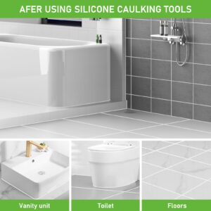 Caulking Tool 3 in 1 Caulking Grout Removal Tool Sealant Finishing Tool Bathtub Caulk with Stainless Head, Caulk Remover Glass Glue Angle Scraper for Bathroom, Kitchen,Floor,Window,Sink Joint,Frames