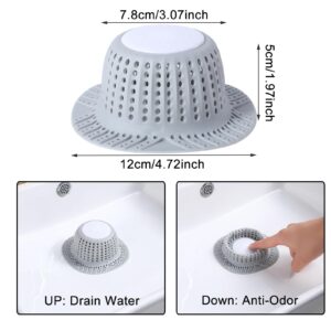 Bathtub Drain Hair Catcher,Bathtub Drain Cover,Silicone Collapsible Bathtub Drain Protector for Pop-Up Stoppers & Regular Drains of Shower, Bathtub, Bathroom,Kitchen,handbasin, Sink (Grey 2Pack)