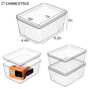 Storage Bins With Lids Plastic Containers: Plastic Multipurpose Stackable Storage Container Bins With Lid For Home And Office Organization, Small Storage Bin, 2 Pcs 5x7 Plastic Container, Clear