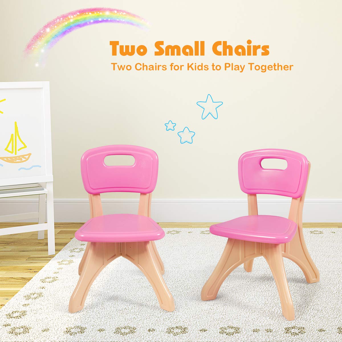 GLACER Toddler Table and Chair Set - 3 Pieces Toddler Table with 4 Storage Bins, Kids Table and Chairs Ages 3-7, Kids Table and Chairs for Reading, Drawing, Playroom, Snack Time…