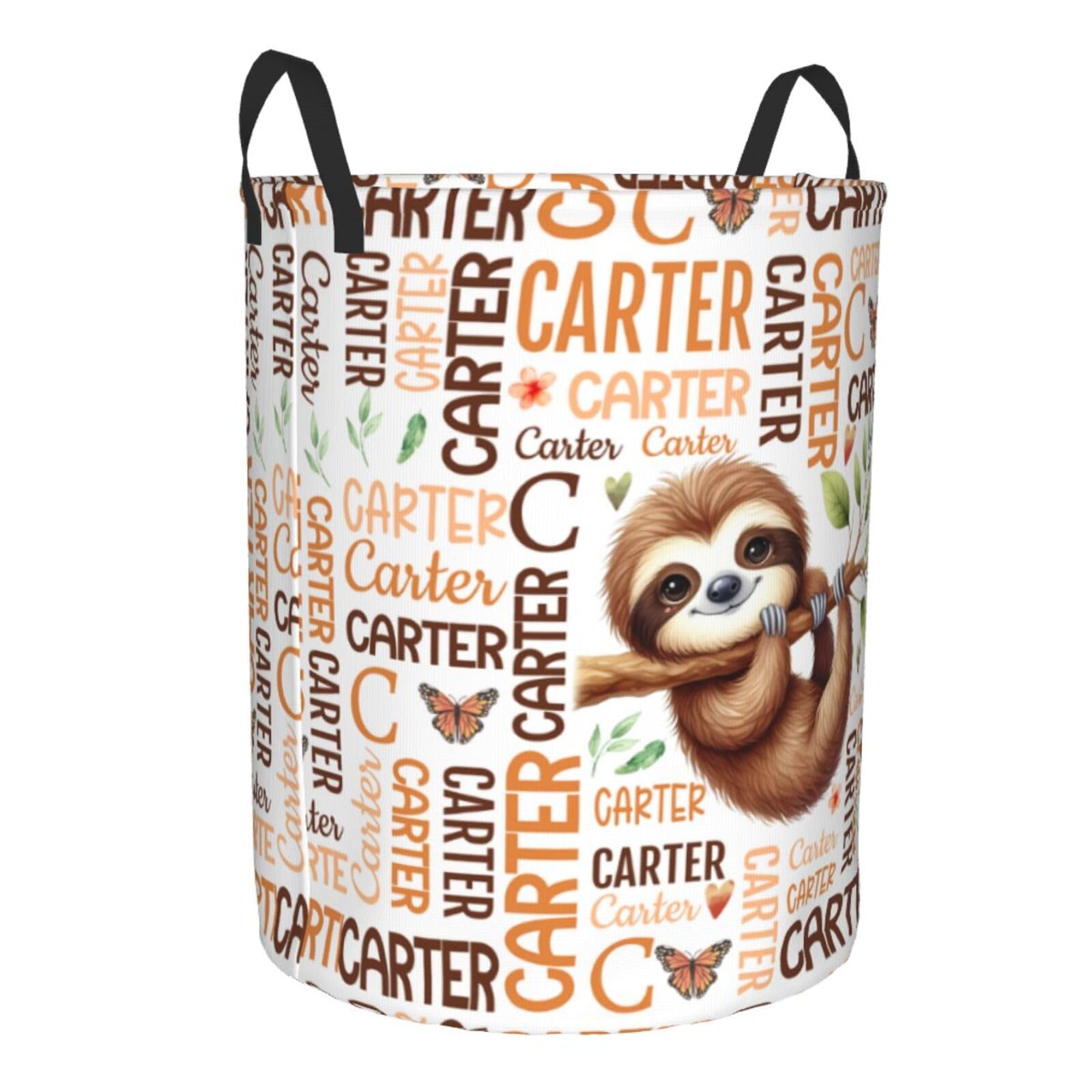 Personalized Laundry Sloth Hamper Basket,Custom Sloth Gifts with Name,Sloth Laundry Basket,Oxford Fabric Clothes Hamper With Handles For Bathroom Bedroom,Dormitory Room,Laundry Room,Medium