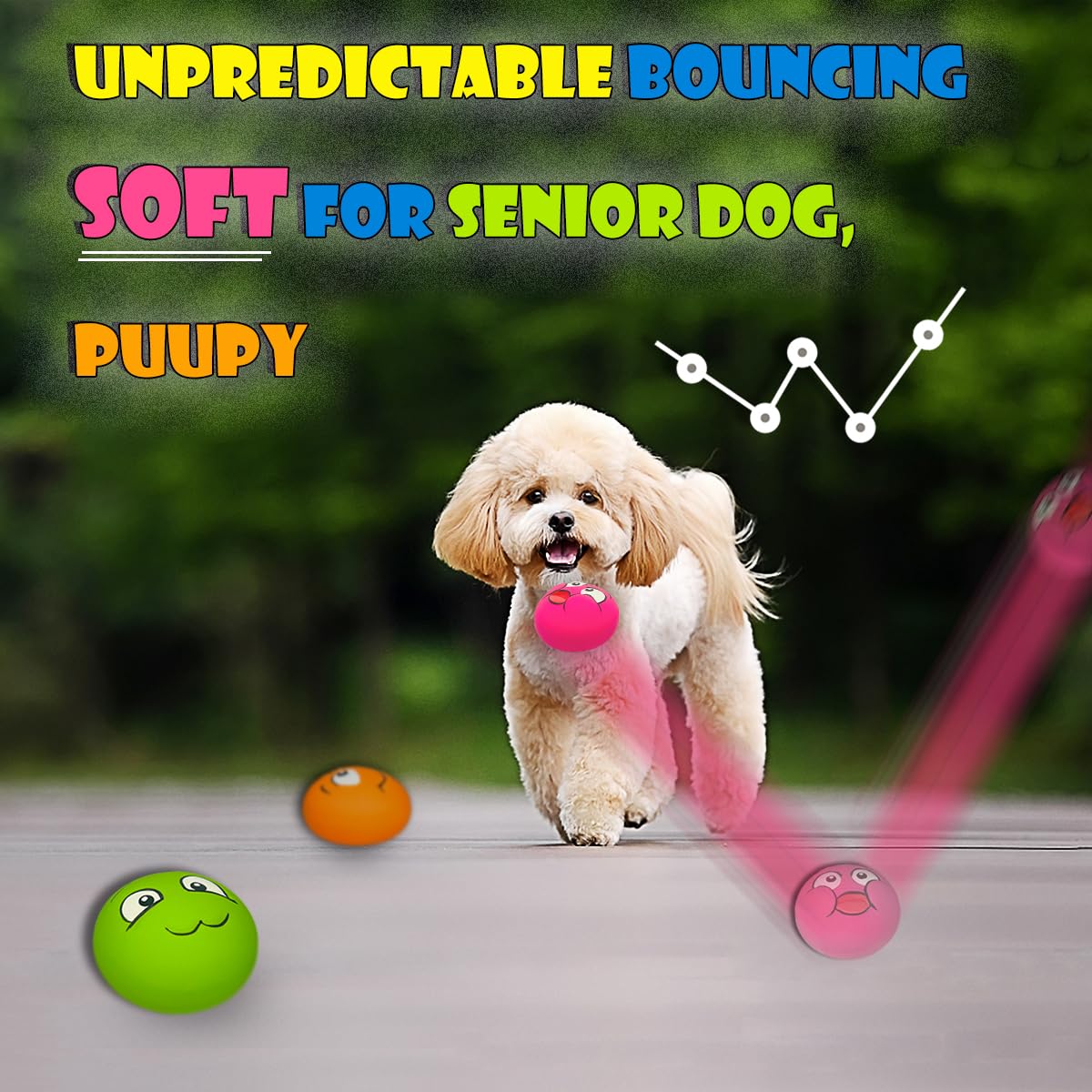 PUPATTIC Squeaky Dog Toys for Small Dogs, Flat Squeaky Dog Balls Small Dog Toy Ball, Latex Dog Squeaky Toys Ball 2.2"*2.2"*1.3"