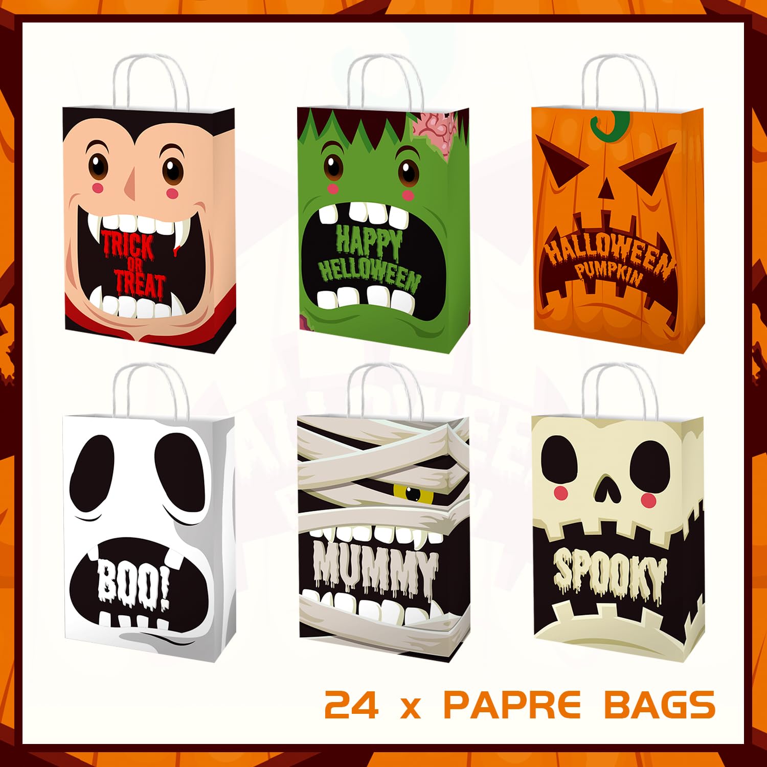 WKLKHMXBS 24PCS halloween treat bags, halloween candy bags, halloween trick or treat bags, halloween bags, halloween goodie bags