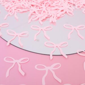 190PCS Pink Bow Confetti - Bow Bachelorette Party Decorations,Bridal Shower Wedding Table Confetti,She's Tying The Knot Bachelorette Confetti,Pink Bow Scatter Confetti Photo Props,Girly