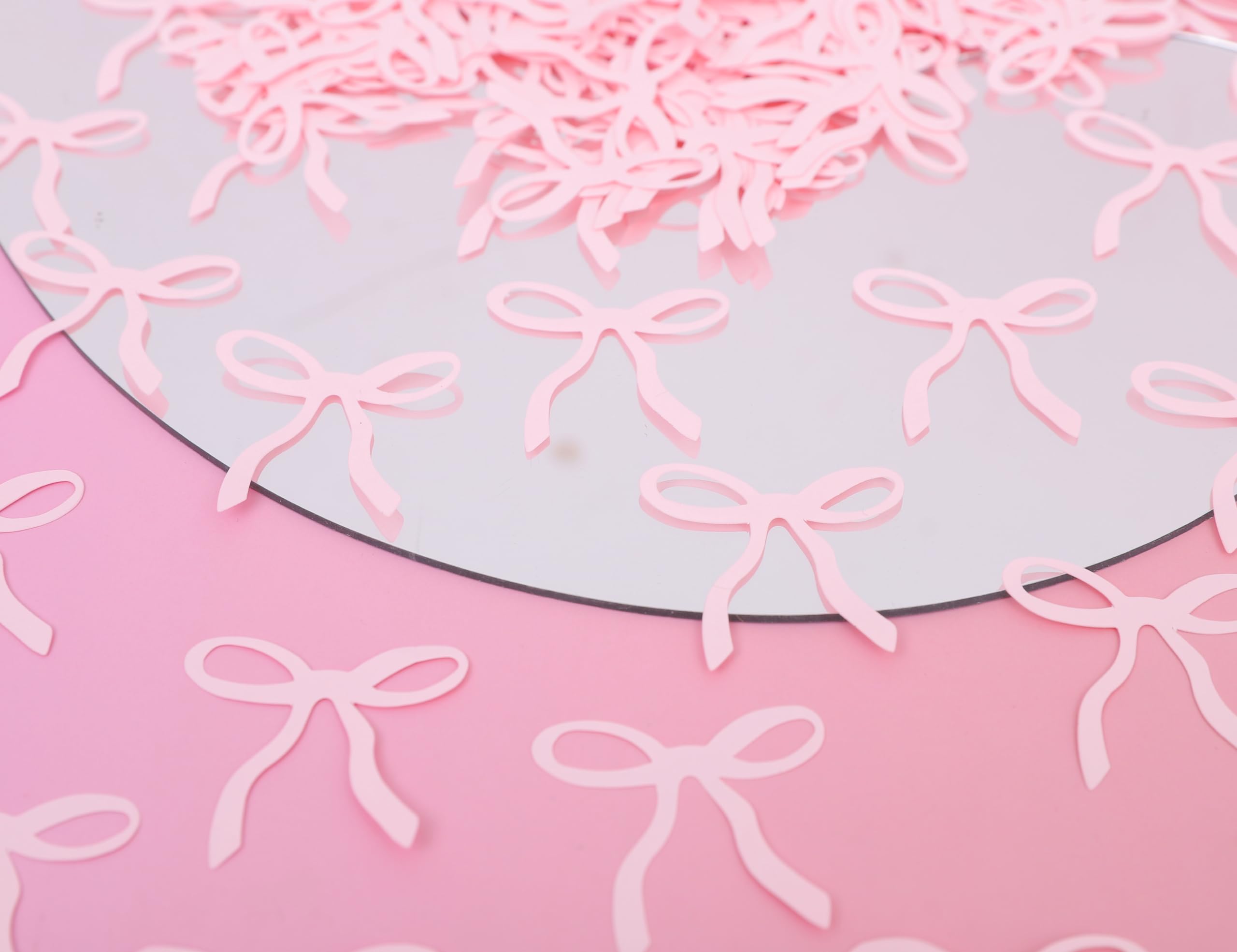 190PCS Pink Bow Confetti - Bow Bachelorette Party Decorations,Bridal Shower Wedding Table Confetti,She's Tying The Knot Bachelorette Confetti,Pink Bow Scatter Confetti Photo Props,Girly