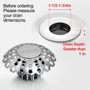 LEKEYE Tub Stopper with Shower Drain Hair Catcher | Pop-up Bathtub Plug with Strainer for 1-1/2" to 1-3/4" Bath Drain Hole