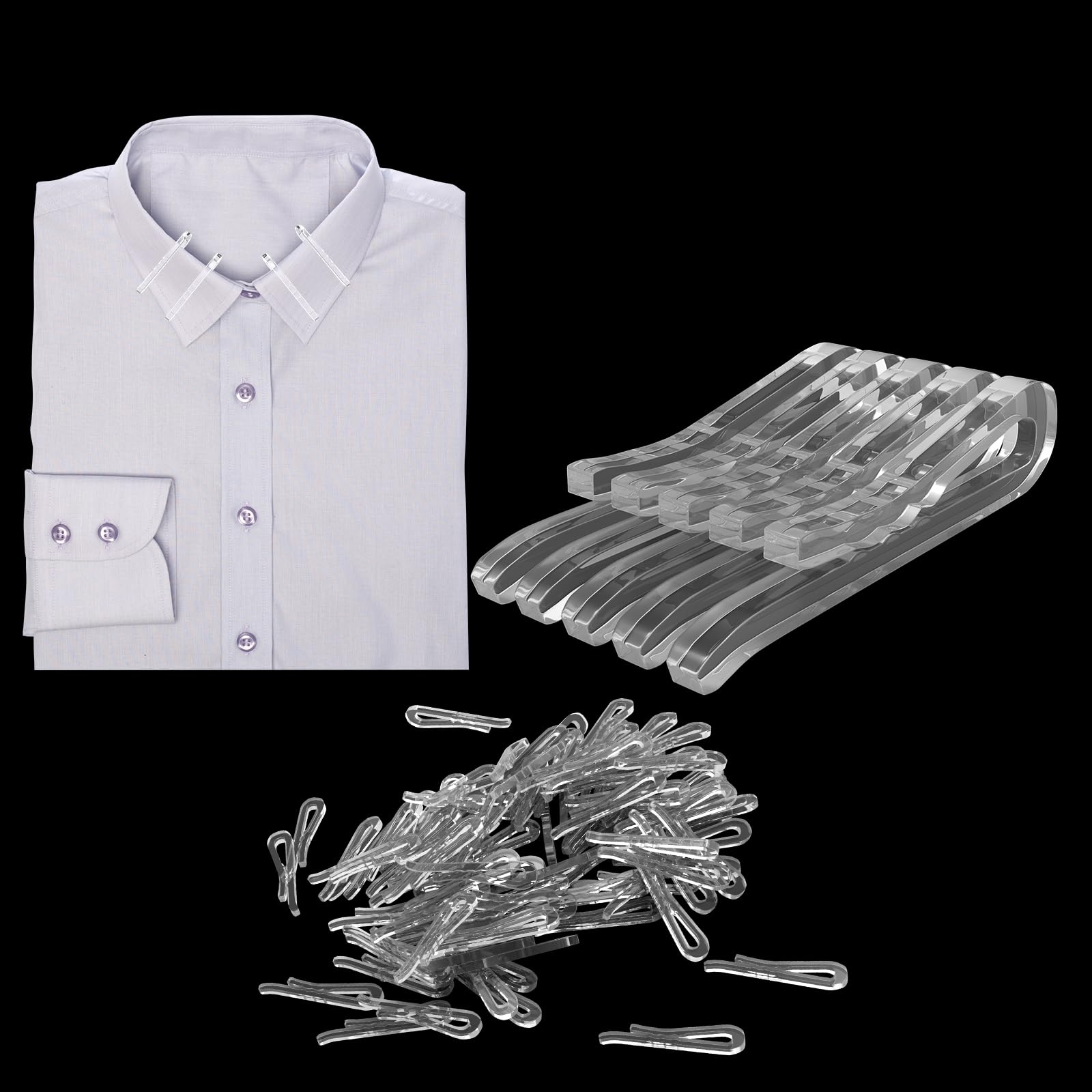 UBANU 700Pcs U Shape Plastic Clothespins, Clear Plastic Alligator Shirt Folding Fixing Packing Clips, Hold Garments in Place for Socks Dress Ties Pants Shirts