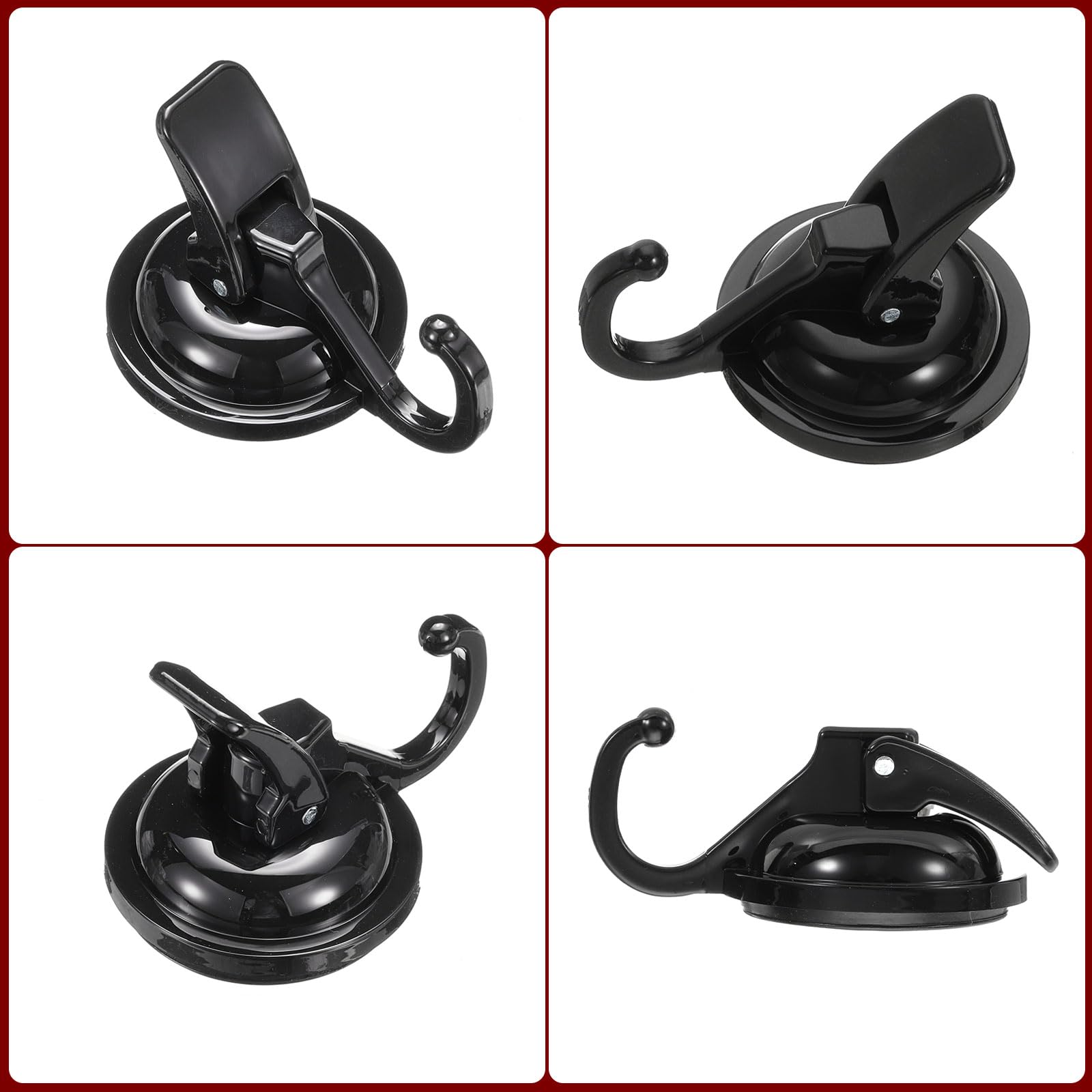 HARFINGTON 2pcs Suction Cups Hooks Powerful Vacuum Multi-Purpose Suction Shower Hooks Removable Reusable Waterproof Wreath Cup Hook for Bathroom Kitchen Restroom, Black