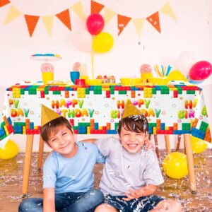 Building Block Party Tablecloths, 3pcs Building Block Party Decorations Tablecloths set - Building Blocks Tablecloth, Building Block Party Table Cover for Building Block Birthday Party Supplies