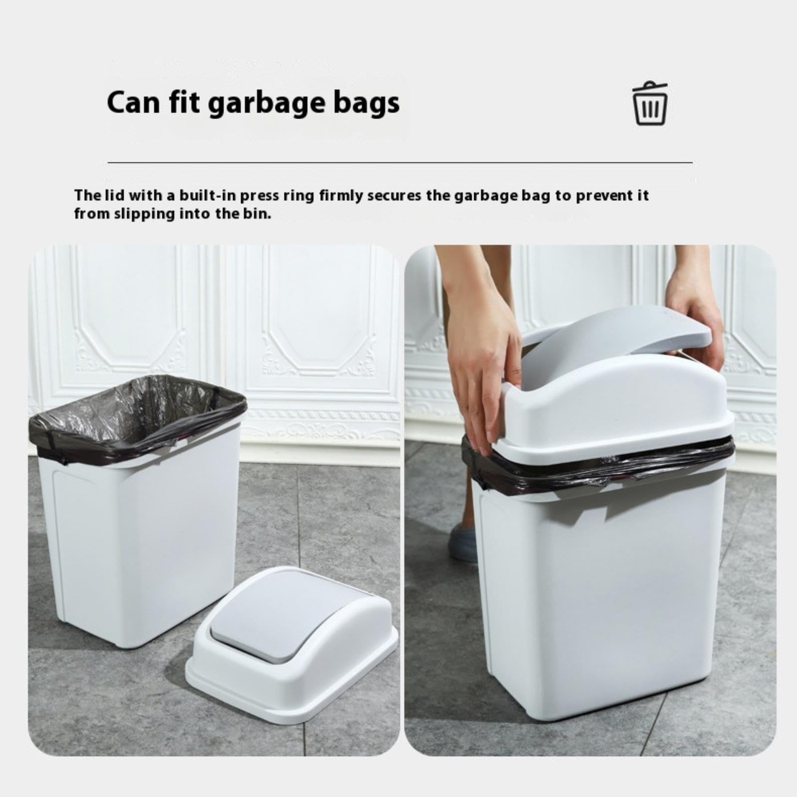 KELINFONG Office Trash Can with Lid,5.5 Gallons, Plastic Garbage Can with Lid, Waste Basket,Trash Bin,Garbage Bin,Slim Trash Can for Dorm, Outdoor, Bathroom, Living Room, Office, Kitchen, Bedroom