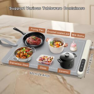 FYY Food Warming Mat - Electric Warming Tray with 6 Temperature Settings and 6 Hours Timer, Full Surface Graphene Heating Food Warmer, Premium Rollable Heating Tray for Gatherings, Parties, Grey