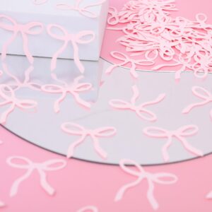 190PCS Pink Bow Confetti - Bow Bachelorette Party Decorations,Bridal Shower Wedding Table Confetti,She's Tying The Knot Bachelorette Confetti,Pink Bow Scatter Confetti Photo Props,Girly