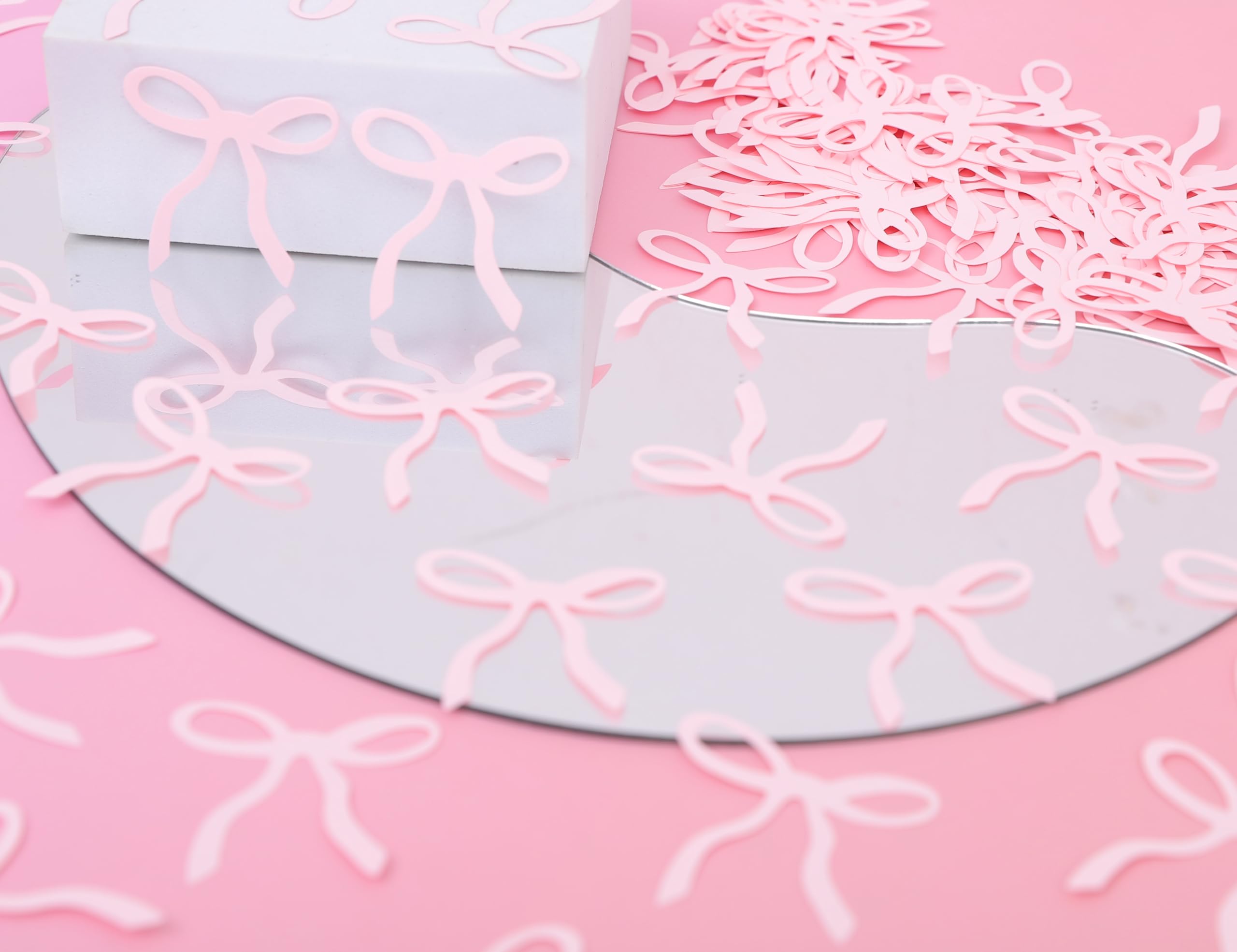 190PCS Pink Bow Confetti - Bow Bachelorette Party Decorations,Bridal Shower Wedding Table Confetti,She's Tying The Knot Bachelorette Confetti,Pink Bow Scatter Confetti Photo Props,Girly