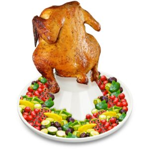 Tioncy Ceramic Chicken Roaster Rack with Baking Pan Set Beer Can Chicken Holder Stand Roasting Pan with Rack Vertical Poultry Chicken Throne for Thanksgiving Baking Grilling Oven, Dishwasher Safe