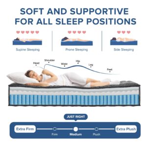 Full Mattress, 10 Inch Medium Firm Hybrid Mattress with Pocketed Springs and Breathable Convoluted Foam, Full Size Mattress in a Box with Pressure Relief and Support, Antistatic, CertiPUR-US Certified