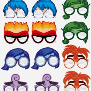 Funny Photo Booth Props for Inside Out2 Cartoon Cosplay Paper Mask Glasses-12Pcs, Fun Themed Birthday Party Favors Gift, Selfie Dress Up Supplies; TGDJ