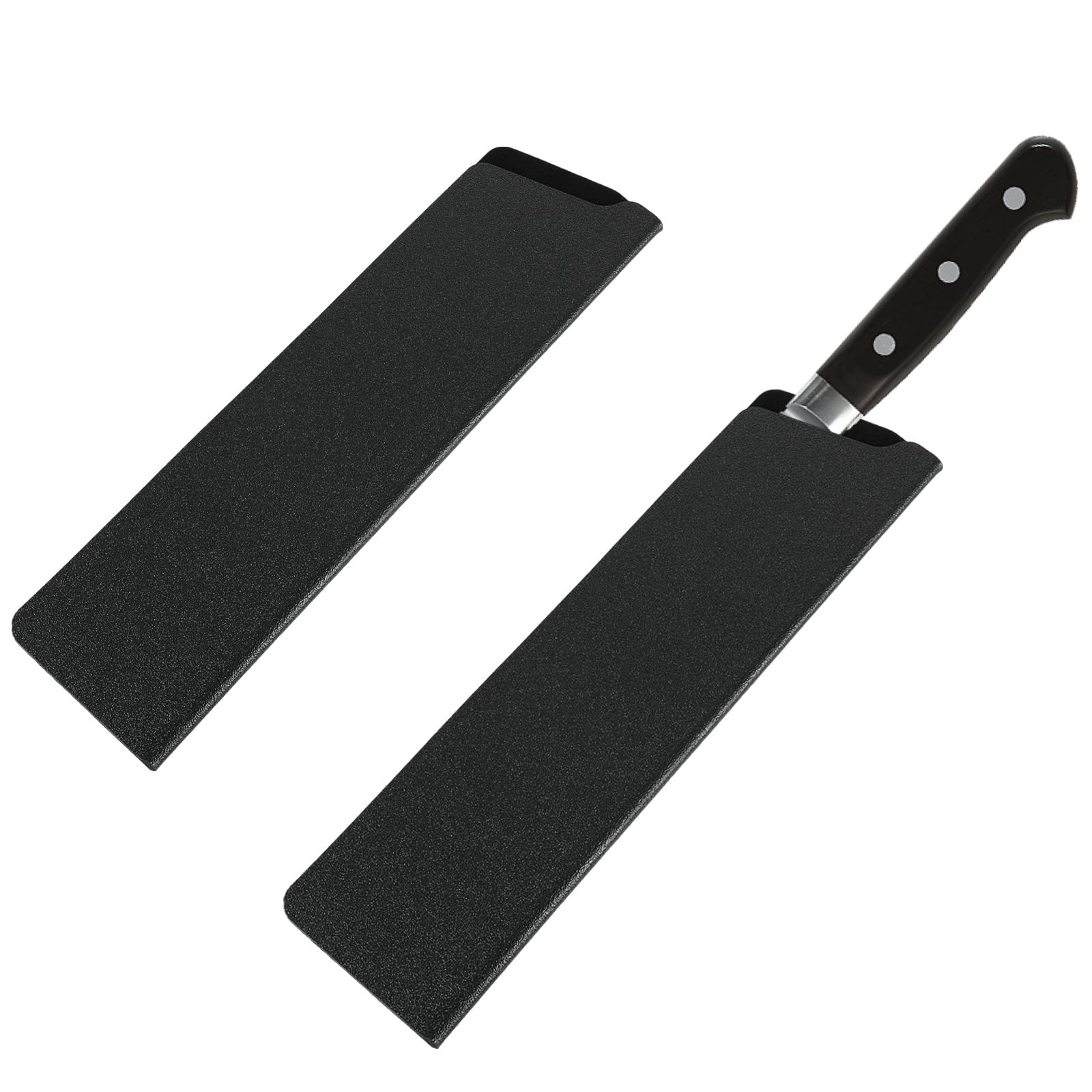 2 Pcs Knife Covers or Sleeves 8" x 2.2" Knife Edge Guard Universal Waterproof Kitchen Knife Sheath, Chef Knife Sheath, Plastic Knife Cover for Kitchen Knives, Black