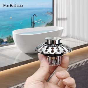 LEKEYE Tub Stopper with Shower Drain Hair Catcher | Pop-up Bathtub Plug with Strainer for 1-1/2" to 1-3/4" Bath Drain Hole