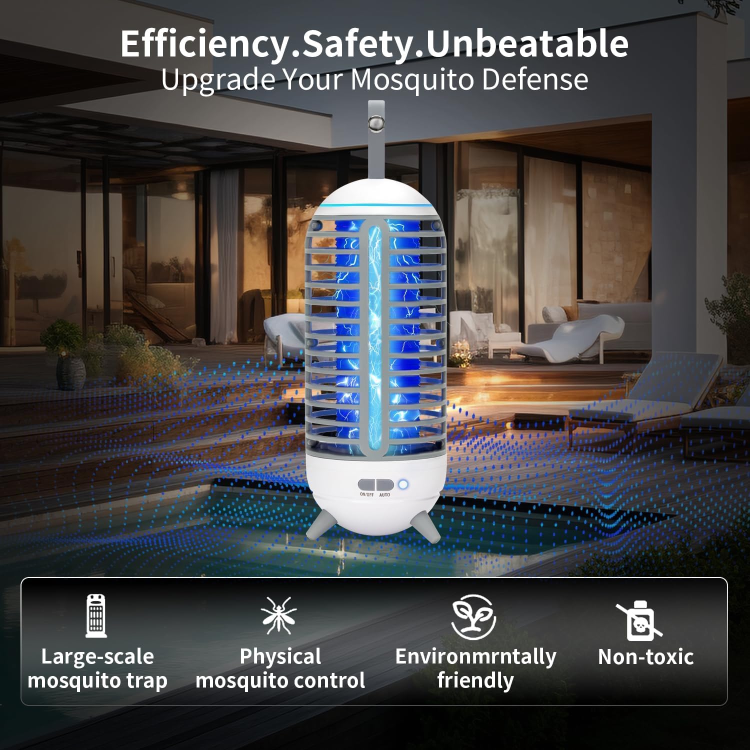 Bug Zapper, Mosquito Zapper Led Light 2 in 1 for Outdoor and Indoor, Wireless Electric Bug Zappers Battery Powered Rechargeable, Insect Fly Traps Fly Zapper for Home Backyard Camping Patio, White