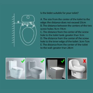 Generic Phito Bidet Toilet Seat Dual Nozzle, Non-electric Bidet Toilet Seat Attachment, Adjustable Water Pressure, Retractable Self-Cleaning Dual Nozzles for Frontal & Rear Wash (cold water)