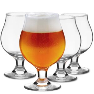 meolibour beer glasses set of 4, 16 oz classic craft goblet glasses, premium beer glasses tumbler set, pub beer glasses, unique design beer glasses, dishwasher safe