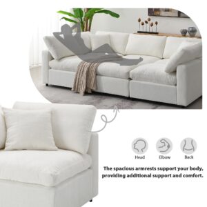 Oversized Modular Sectional Sofa, Convertible Queen Sleeper Sofa Bed, Deep 6 Seater Comfy Chenille Cloud Couch, Sectional Couch with Double Chaise for Living Room, Free Combination (Beige)