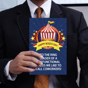 MQMRYeto Funny Boss's Day Card, Ring Leader of Dysfunctional Circus Card, Boss Appreciation Card, Boss Day Card Gifts for Men Women, Boss Birthday Card