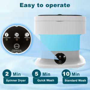 Portable Washing Machine, 13L Small Foldable Washer with Spin Dryer, Collapsible Mini lavadora Portatil, Compact Luandry Washer for Baby Clothes, Underwear, Socks, Travel Camping Dorm Apartments Blue