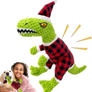 ciivurr christmas squeaky dog toys, xmas interactive plush dog toys for large dogs, dog chew toys to keep them busy, dog toys for small medium large dogs - tyrannosaurus rex