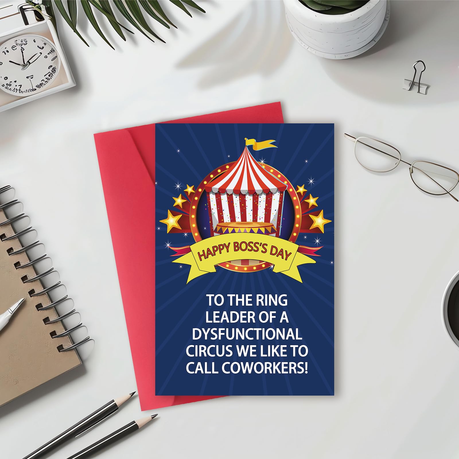 MQMRYeto Funny Boss's Day Card, Ring Leader of Dysfunctional Circus Card, Boss Appreciation Card, Boss Day Card Gifts for Men Women, Boss Birthday Card