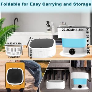 Portable Washing Machine, 13L Small Foldable Washer with Spin Dryer, Collapsible Mini lavadora Portatil, Compact Luandry Washer for Baby Clothes, Underwear, Socks, Travel Camping Dorm Apartments Blue