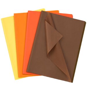 simetufy orange tissue paper for gift bags, 120 sheets 14 x 20 inches yellow tissue paper gift wrapping, brown tissue paper bulk for fall, halloween, thanksgiving, birthday, holiday and diy crafts