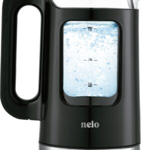 NELO Electric Kettle with Keep Warm Function, Sleek Glass Window Double Wall Design, LED Indicator Lights, Black Tea Kettle & Hot Water Boiler with Auto Shut-Off, 360° Base, BPA-Free, 1.7 Liters