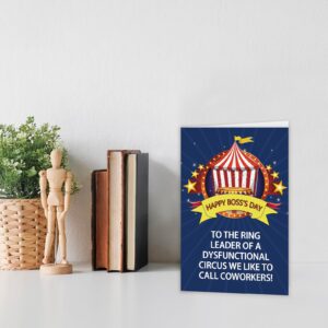 MQMRYeto Funny Boss's Day Card, Ring Leader of Dysfunctional Circus Card, Boss Appreciation Card, Boss Day Card Gifts for Men Women, Boss Birthday Card