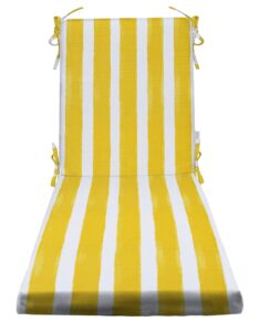 rsh decor: foam chaise lounge seat cushion | 72” x 21” x 3” | all-weather spun fabric | water and fade-resistant | outdoor chair cushion for patio furniture | yellow & white stripe