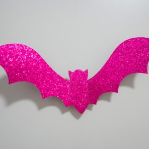 36 PCS Glittery Pink and Black 3D Bat Wall Stickers for Halloween Home Decoration