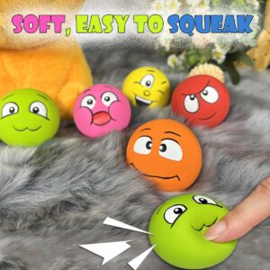 PUPATTIC Squeaky Dog Toys for Small Dogs, Flat Squeaky Dog Balls Small Dog Toy Ball, Latex Dog Squeaky Toys Ball 2.2"*2.2"*1.3"