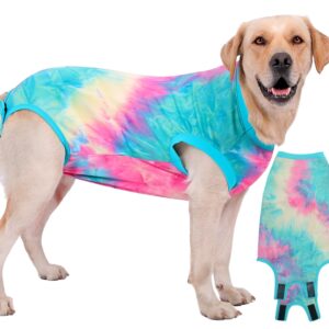 Uadonile Dog Surgery Recovery Suit, Surgical Recovery Suit for Dog Male Female, Spay Neuter Dog Recovery Suit, Cone Alternative Dog Surgical Onesie, Tie-dye Green, XXL