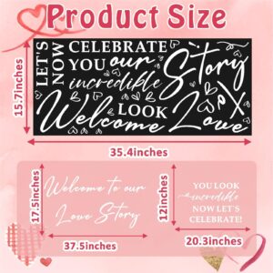 Wedding Welcome Signs Wedding Stickers Welcome to Our Love Story Sign Decals Selfie Mirror Decals for Wedding Party Borad Just Married Sign for Wedding Signage Mr and Mrs Decals Reception Decor(White)