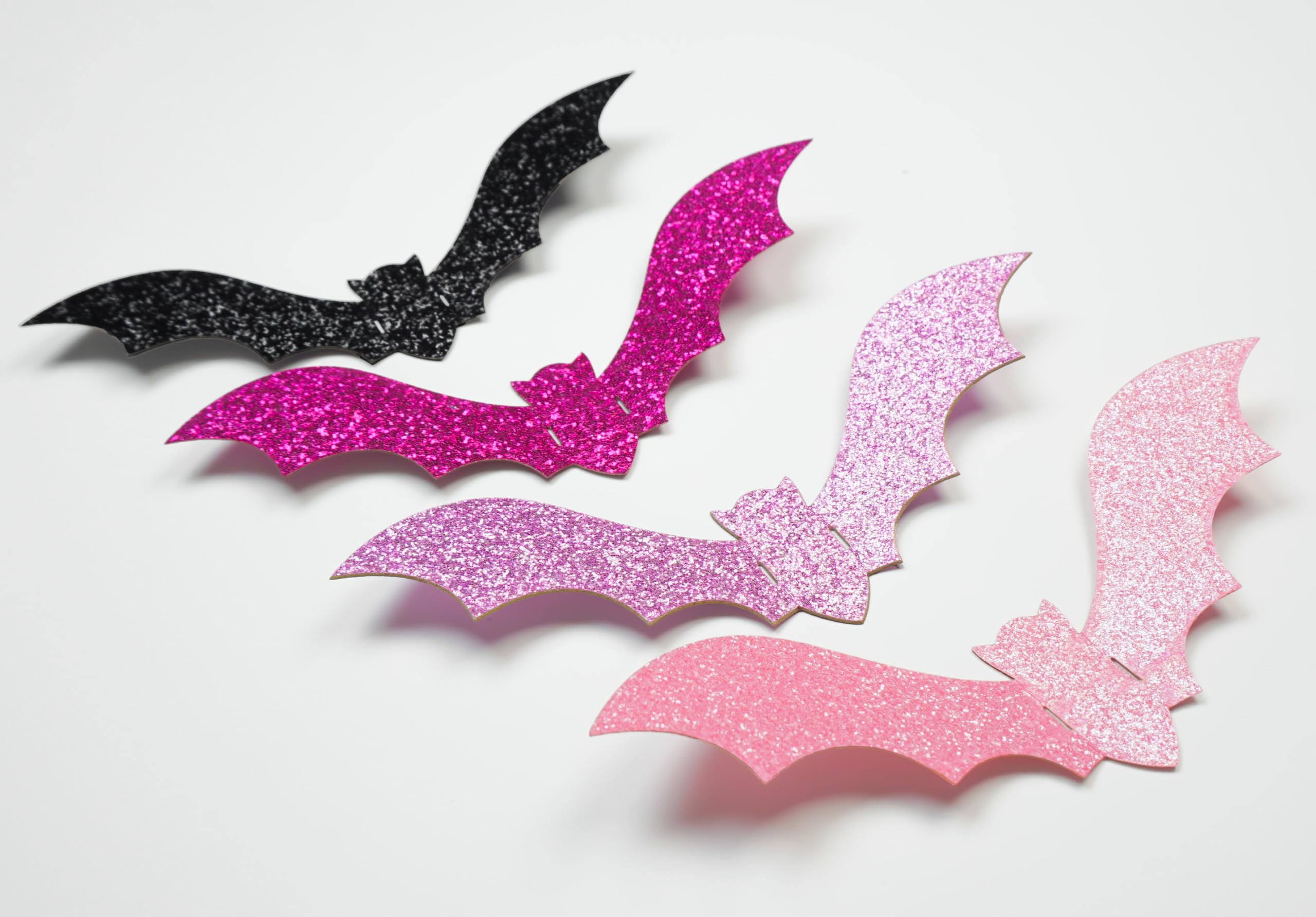 36 PCS Glittery Pink and Black 3D Bat Wall Stickers for Halloween Home Decoration