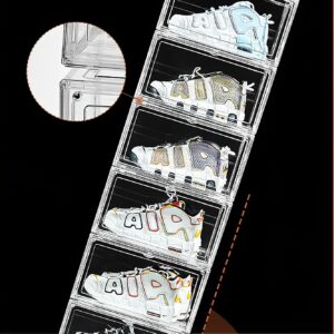 10 Pack Acrylic Ultra Clear Storage Sneaker Shoe Box Stackable Transparent Boxes, Magnetic Door Plastic Sneakerhead Professional Grade Display Case Boot Organizer, Fits US Size 15 Sneakers, Pack of 10