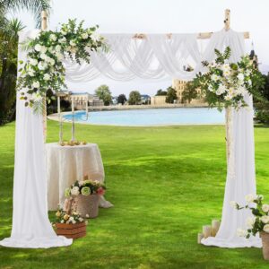 VACVELT White Chiffon Fabric by The Yard, 60 Inch Wide Chiffon Sheer Fabric Bolt Wedding Draping Fabric, Soft Chiffon Fabric for Wedding Arch Draping Backdrop, Party Decoration (Pre-Cut, 1 Yard)