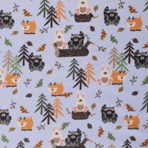 mook fabrics printed flannel fabric (44" wide) double brushed, 100% cotton-forest buddies, post cut by the yard