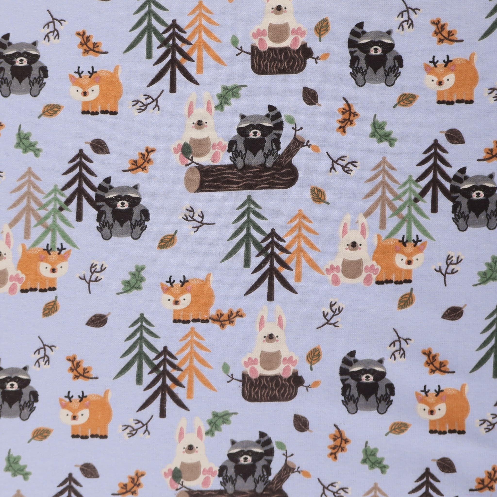 Mook Fabrics Printed Flannel Fabric (44" Wide) Double Brushed, 100% Cotton-Forest Buddies, Post Cut by The Yard