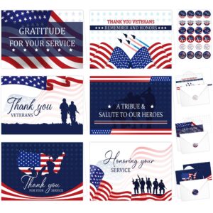 24 pcs veterans day cards with envelopes: veteran thank you for your service cards with envelopes & stickers special season patriotic appreciation greeting cards bulk veterans day gifts