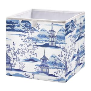 doterii chinese pagodas chinoiserie trees fabric foldable storage cube 11 inch open home storage bins for shelves organizing