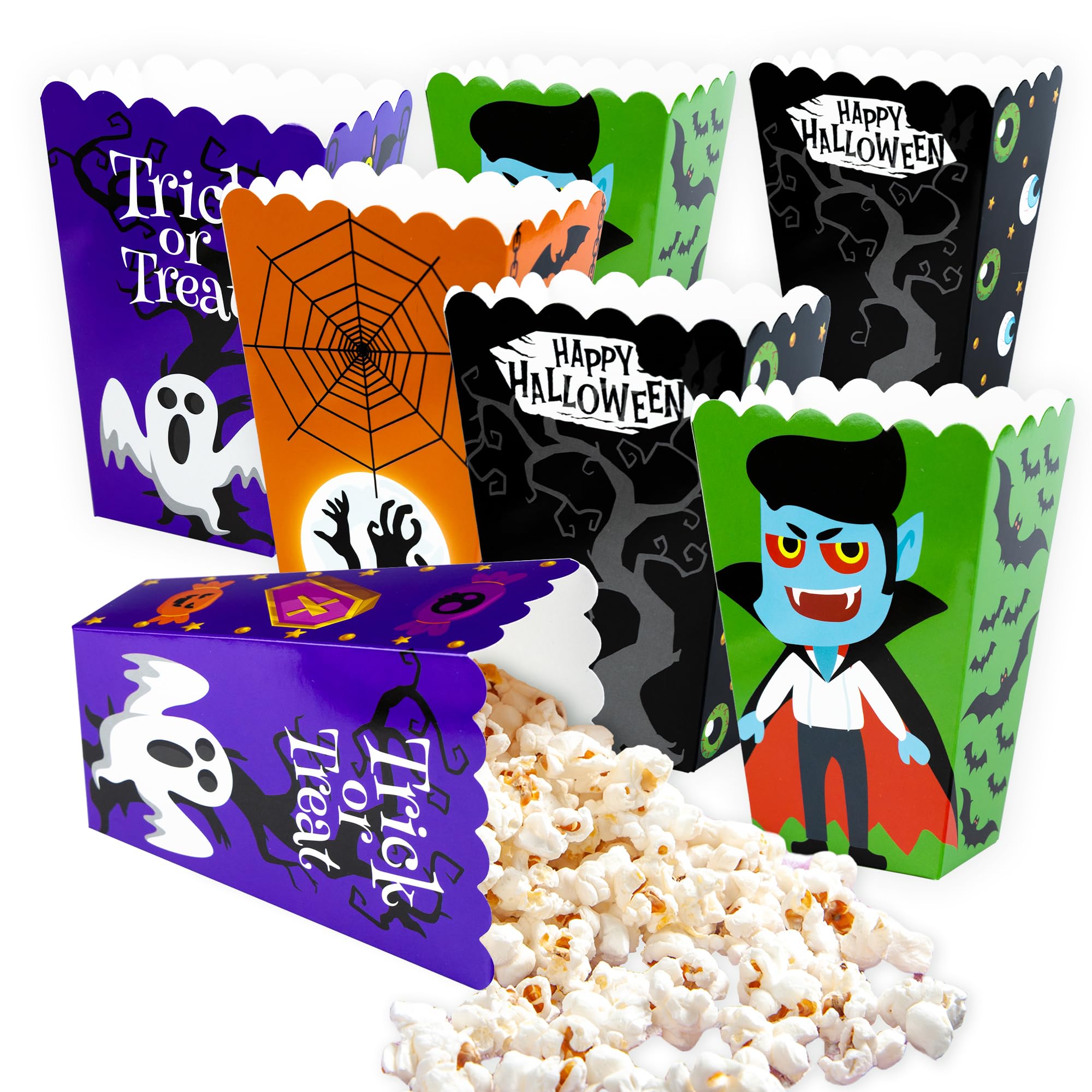 Halloween Popcorn Boxes 24 PCS Trick or Treat Snack Boxes Candy Cookie Container Decorations Halloween Party Supplies